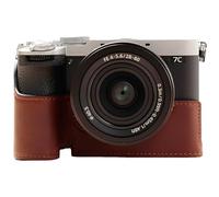 Sagreeny Short Style Genuine Oil Finish Leather Half Case with Enhanced Grip and Tripod Thread Compatible with Sony A7C II A7C2 A7CM2 A7CR (Coffee)