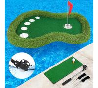 Sagsewful Floating Golf Green for Pool, Floating Chipping Green Mat with Ball Retriever for Pool/Lake, No Drifting Floating Golf Putting Turf Game Set for Golfers (Classic)