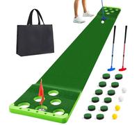 Sagsewful Golf Pong Putting Game Set with Front Border for Indoor & Outdoor, Golf Putting Green Mat Includes 4 Balls,1 Portable Bag,2 Flags and Cups, Practice Training Aid for Backyard, Party, Office
