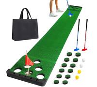Sagsewful Golf Putting Game Set with Front Border for Indoor & Outdoor,Golf Putting Green Mat Include 4 Balls,1 Portable Bag,2 Flags&Cups,Practice Training Aid for Backyard,Party,Office