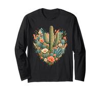 Saguaro Cactus Heart Shape Desert Art Succulent Nature Long Sleeve T-Shirt