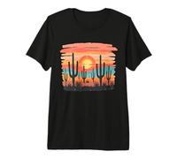 Saguaro Cactus Southwest Western Sunset Vintage Cacti Lover Premium T-Shirt