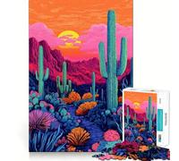 Saguaro National Park Arizona Art Jigsaw Puzzles for Adults 1000 Pieces Brain Skill Relaxed Mind Exact Edge Art Collection Piece (38x52cm)
