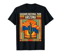 Saguaro National Park Arizona Flag Cactus Desert Retro Art T-Shirt