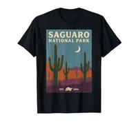 Saguaro National Park Retro Desert Scene with Cacti and Moon T-Shirt