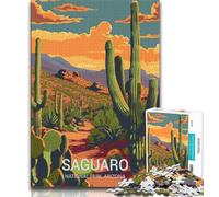 Saguaro National Park Sunset 1000 Piece Jigsaw Puzzles for Teenagers,Learning Educational Toys Family Games Unique Birthday And Gifts 50x75cm