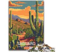 Saguaro National Park Sunset Jigsaws Puzzles 1000 Pieces for Adults Gifts, Challenging Difficult Deal As Gifts for The Whole Family 1000pcs(50x75cm)