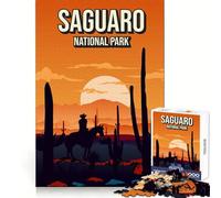 Saguaro National Park Sunset Nature Landscape Poster Jigsaw Puzzles1000 Pieces Focus Enhance Mind Soothing Fun Smooth Cut Birthday Present size 50x75cm