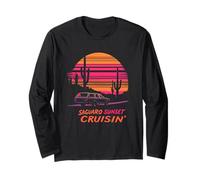Saguaro Sunset Wagon Shirt Retro Desert Road Journey Arizona Long Sleeve T-Shirt