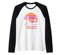Saguaro Sunset Wagon Shirt Retro Desert Road Journey Arizona Raglan Baseball Tee