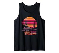 Saguaro Sunset Wagon Shirt Retro Desert Road Journey Arizona Tank Top