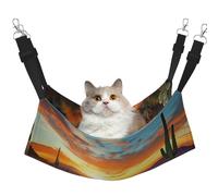 Saguaros at Sunset Cat Hammock for Cage Hanging Soft Pet Hammock Bed with Adjustable Straps and Metal Hooks Reversible Double Sided Hanging Bed Soft Sleeping Hammock for Cats