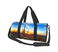 Saguaros at Sunset Travel Duffel Bag for Women Men,Print Polyester Tote Round Luggage Bag with Shoulder Strap