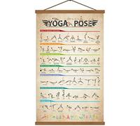 SAGUEYU Yoga Poses Poster Vintage Home Gym Full Body Workout Beginner Yoga Position Chart Canvas Prints Yoga Lover Gift 16" X 27" with Frame