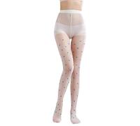Sahabowi Women Stars Glitter Powder Tights, Sheer High Waist Silk Pantyhose, Color Sparkly Printed Stockings Shiner Thin(ELW2024062004blue2, Blue glitter stars white color, 1pcs)