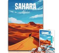 Sahara Africa Desert JigsawPuzzle 1000 Pieces for Teenagers,Stress Reliever Difficult Challenge Unique Home Decor And Gifts 75x50cm