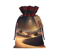 Sahara Desert Christmas Tree Hanging Gift Bags Jute Drawstring Sacks with, Eco-Friendly Festive Decor & Small Present Bag for Xmas Tree