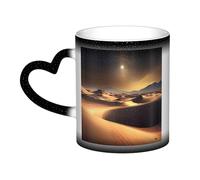 Sahara Desert Coffee Mug with Handle 11 Oz, Color Changing Cups In The Sky, Heat Sensitive Magic Funny Art Mug, Unique Coffee Tea Cup Porcelain Mugs Gift for Women Men Black