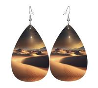 Sahara Desert Printed teardrop-shaped leather earrings | High-end design, light luxury earrings