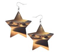 Sahara Desert Prints Leather Star-Shaped Earrings Lightweight And Stylish Accessories For Parties Dances And Everyday Life.