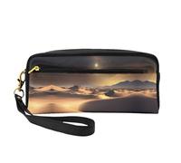 Sahara Desert Small Makeup Bag, Double Sided Pencil CasePU Leather Pouch
