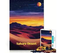 Sahara Desert Sunset Hard Jigsaw Puzzle for Adults 1000 Pieces Recall Boost Quiet Calm Smooth Cut Classic Gift (38x26cm)