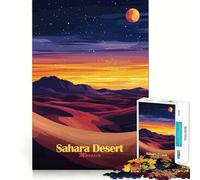 Sahara Desert Sunset Jigsaw Puzzle for Teenagers 1000 Pieces Boost Memory Relaxing Fun Premium Cut Stylish Gift (38x52cm)