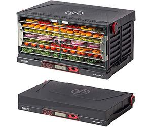 Sahara Foldable Food Dehydrator with 7 Stainless Steel Shelves 2x99 Hour Timer, Air-Recirculation Automatic Shut Off for Faster and Efficient Drying with Dehydration Guide, Electric, 1m2, Black