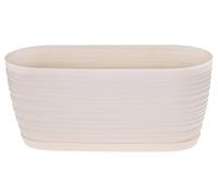 Sahara Indoor Plant Pots - Modern Round Plastic Flower Pots with Drainage Hole & Saucer - 7 Sizes, 8 Colours for Succulents, Herbs, Flowers & Houseplants (27 cm, Cream)