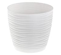 Sahara Indoor Plant Pots - Modern Round Plastic Flower Pots with Drainage Hole & Saucer - 7 Sizes, 8 Colours for Succulents, Herbs, Flowers & Houseplants (13 cm, White)