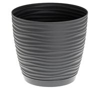 Sahara Indoor Plant Pots - Modern Round Plastic Flower Pots with Drainage Hole & Saucer - 7 Sizes, 8 Colours for Succulents, Herbs, Flowers & Houseplants (15 cm, Anthracite)