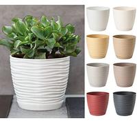 Sahara Indoor Plant Pots - Modern Round Plastic Flower Pots with Drainage Hole & Saucer - 7 Sizes, 8 Colours for Succulents, Herbs, Flowers & Houseplants (19 cm, Anthracite)