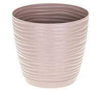 Sahara Indoor Plant Pots - Modern Round Plastic Flower Pots with Drainage Hole & Saucer - 7 Sizes, 8 Colours for Succulents, Herbs, Flowers & Houseplants (13 cm, Taupe)