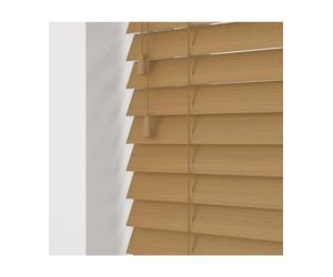 Sahara Oak Faux Wood Venetian Blind 50mm Slats - 200cm Width x 120cm Drop | Fine grain Sahara Oak faux wood Venetian blind with strings. 50mm slats. 200cm width x 120cm drop. Moisture resistant.