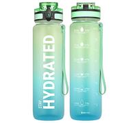 Sahara Sailor Leakproof Water Bottle 1L/500ML/750ML, Tritan BPA Free Motivational Sport Drinks Bottle with Clear Time Marker, Lock Cover, Easy Clean Brush, Durable for Gym, School, Cycling (1 Bottle)