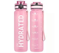 Sahara Sailor Leakproof Water Bottle 1L/500ML/750ML, Tritan BPA Free Motivational Sport Drinks Bottle with Clear Time Marker, Lock Cover, Easy Clean Brush, Durable for Gym, School, Cycling (1 Bottle)
