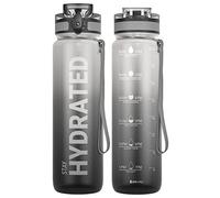 Sahara Sailor Leakproof Water Bottle 1L/500ML/750ML, Tritan BPA Free Motivational Sport Drinks Bottle with Clear Time Marker, Lock Cover, Easy Clean Brush, Durable for Gym, School, Cycling (1 Bottle)