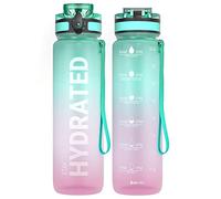 Sahara Sailor Leakproof Water Bottle 1L/500ML/750ML, Tritan BPA Free Motivational Sport Drinks Bottle with Clear Time Marker, Lock Cover, Easy Clean Brush, Durable for Gym, School, Cycling (1 Bottle)