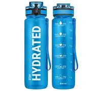 Sahara Sailor Leakproof Water Bottle 1L/500ML/750ML, Tritan BPA Free Motivational Sport Drinks Bottle with Clear Time Marker, Lock Cover, Easy Clean Brush, Durable for Gym, School, Cycling (1 Bottle)
