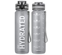 Sahara Sailor Leakproof Water Bottle 1L, Tritan BPA Free Motivational Sport Drinks Bottle with Clear Time Marker, Lock Cover, Easy Clean Brush, Durable for Gym, School, Hiking, Cycling (1 Bottle)