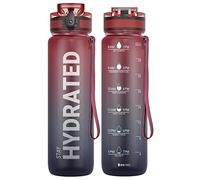 Sahara Sailor Leakproof Water Bottle 1L, Tritan BPA Free Motivational Sport Drinks Bottle with Clear Time Marker, Lock Cover, Easy Clean Brush, Durable for Gym, School, Hiking, Cycling (1 Bottle)