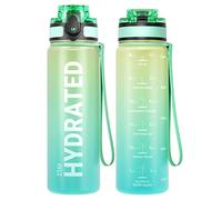 Sahara Sailor Leakproof Water Bottle 500ML, Tritan BPA Free Motivational Sport Drinks Bottle with Clear Time Marker, Lock Cover, Easy Clean Brush, Durable for Gym, School, Hiking, Cycling (1 Bottle)