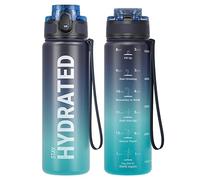 Sahara Sailor Leakproof Water Bottle 500ML, Tritan BPA Free Motivational Sport Drinks Bottle with Clear Time Marker, Lock Cover, Easy Clean Brush, Durable for Gym, School, Hiking, Cycling (1 Bottle)