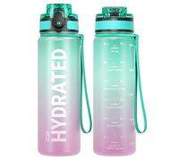 Sahara Sailor Leakproof Water Bottle 500ML, Tritan BPA Free Motivational Sport Drinks Bottle with Clear Time Marker, Lock Cover, Easy Clean Brush, Durable for Gym, School, Hiking, Cycling (1 Bottle)