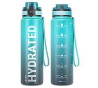 Sahara Sailor Leakproof Water Bottle 750ML, Tritan BPA Free Motivational Sport Drinks Bottle with Clear Time Marker, Lock Cover, Easy Clean Brush, Durable for Gym, School, Hiking, Cycling (1 Bottle)