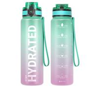 Sahara Sailor Leakproof Water Bottle 750ML, Tritan BPA Free Motivational Sport Drinks Bottle with Clear Time Marker, Lock Cover, Easy Clean Brush, Durable for Gym, School, Hiking, Cycling (1 Bottle)