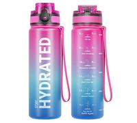 Sahara Sailor Water Bottle, 500ML/750ML/1000ML Motivational Water Bottle, Sport Drinks Bottle with Times to Drink & Lock Cover, Leak Proof, BPA Free, for Gym, School, Cycling (1 Bottle)