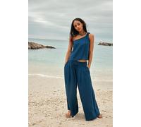 Sahara Sandshell Linen Pant Set by free-est at Free People in Poseidon, Size: XS - female