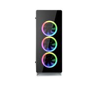 SaharaGaming P35 ATX Tempered Glass Gaming computer case with 4 x 12cm Single Ring Fans & PWM 10 Port Hub (White)