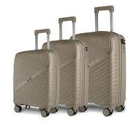 Saharashop 3-Piece Suitcase Set, Hard Case Polypropylene Travel Suitcase, in 3 Colours, Black, Sand, Yellow, S-M-L, with TSA Lock, 4 Double Wheels, Dubai Trolley Set, Rio PP5006, sand, S, M, L, 3